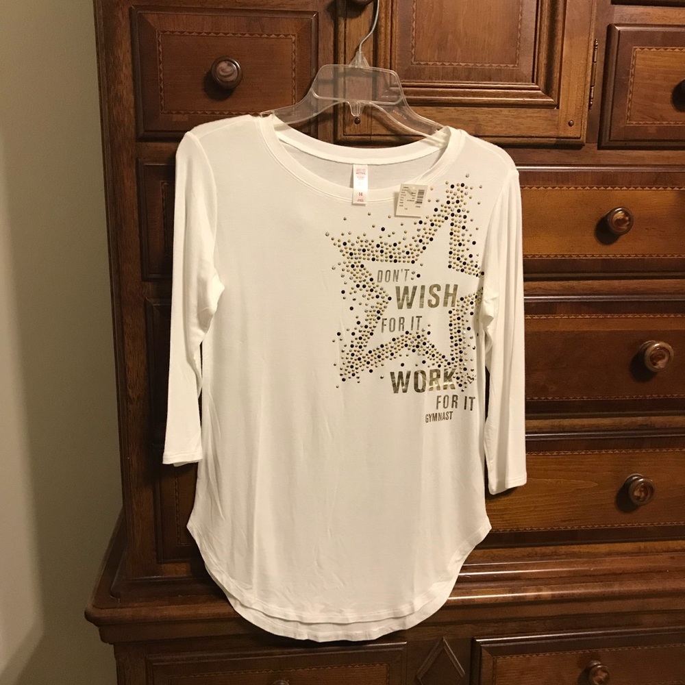Justice Active 3/4 length t-shirt size 14 girls